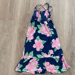4T Tropical Floral Dress with cross back straps and cute bead detail